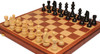 Queen's Gambit Chess Set - Ebonized & Boxwood Pieces - Folding Mahogany Case - 3.75" King