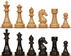 Imperfect King's Knight Series Triple-Weighted Plastic Chess Set - Black & Wood Grain Pieces - 4.25" King