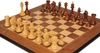 Queen's Gambit Final Game Chess Set - Golden Rosewood & Boxwood Pieces - Walnut Molded Edge Chess Board - 4" King