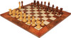 Queen's Gambit Final Game Chess Set - Golden Rosewood & Boxwood Pieces - Elm Burl & Erable Chess Board - 4" King