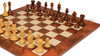 Queen's Gambit Final Game Chess Set - Golden Rosewood & Boxwood Pieces - Elm Burl & Erable Chess Board - 4" King