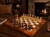 Queen's Gambit Final Game Chess Set - Golden Rosewood & Boxwood Pieces - Elm Burl & Erable Chess Board - 4" King