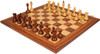 Queen's Gambit Final Game Chess Set - Golden Rosewood & Boxwood Pieces - Santos Rosewood Chess Board - 4" King