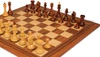 Queen's Gambit Final Game Chess Set - Golden Rosewood & Boxwood Pieces - Santos Rosewood Chess Board - 4" King