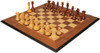 Queen's Gambit Final Game Chess Set - Golden Rosewood & Boxwood Pieces - Walnut Deluxe Chess Board - 4" King