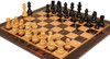 German Knight Prestige Chess Set - Ebonized  & Boxwood Pieces - Macassar Ebony& Bird's-Eye Maple Chess Board & Box - 3.75" King