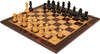 German Knight Prestige Chess Set - Ebonized & Boxwood Pieces - Macassar Ebony & Bird's-Eye Maple Chess Board - 3.25" King