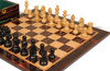 German Knight Prestige Chess Set - Ebonized  & Boxwood Pieces - Macassar Ebony& Bird's-Eye Maple Chess Board & Box - 2.75" King