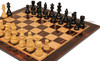 French Lardy Staunton Chess Set - Ebonized & Boxwood Pieces - Macassar & Bird's-Eye Maple Board & Box - 3.25" King