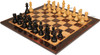 French Lardy Staunton Chess Set - Ebonized & Boxwood Pieces - Macassar & Bird's-Eye Maple Board - 3.75" King