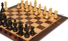 French Lardy Staunton Chess Set - Ebonized & Boxwood Pieces - Macassar & Bird's-Eye Maple Board - 2.75" King