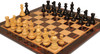 Parker Staunton Chess Set - Ebonized & Boxwood Pieces - Macassar & Bird's-Eye Maple Chess Board & Box - 3.75" King