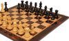 Parker Staunton Chess Set - Ebonized & Boxwood Pieces - Macassar & Bird's-Eye Maple Chess Board & Box - 3.75" King