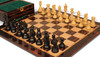 Parker Staunton Chess Set - Ebonized & Boxwood Pieces - Macassar & Bird's-Eye Maple Chess Board & Box - 3.25" King