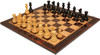 Parker Staunton Chess Set - Ebonized & Boxwood Pieces - Macassar & Bird's-Eye Maple Chess Board & Box - 3.25" King