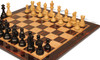 Parker Staunton Chess Set - Ebonized & Boxwood Pieces - Macassar & Bird's-Eye Maple Chess Board - 3.75" King