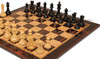 Reykjavik Series Chess Set - Ebonized & Natural Boxwood Pieces - Macassar & Bird's-Eye Maple Chess Board - 3.25" King
