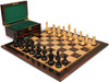 British Staunton Chess Set - Ebony & Boxwood Pieces - Macassar & Bird's-Eye Maple Chess Board & Box - 3.5" King