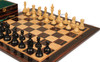 British Staunton Chess Set - Ebonized & Natural Boxwood Pieces - Macassar & Bird's-Eye Maple Chess Board & Box - 3.5" King