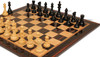 British Staunton Chess Set - Ebonized & Natural Boxwood Pieces - Macassar & Bird's-Eye Maple Chess Board & Box - 3.5" King