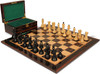 Zagreb Series Chess Set - Ebony & Boxwood Pieces - Macassar & Bird's-Eye Maple Chess Board & Box - 3.875" King