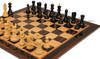 Zagreb Series Chess Set - Ebonized & Natural Boxwood Pieces - Macassar & Bird's-Eye Maple Chess Board & Box - 3.325" King