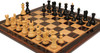 Zagreb Series Chess Set - Ebonized & Natural Boxwood Pieces - Macassar & Bird's-Eye Maple Chess Board - 3.875" King