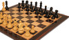 Dubrovnik Series Chess Set - Ebony & Boxwood Pieces - Macassar & Bird's-Eye Maple Chess Board & Box - 3.9" King