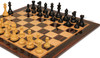 Old English Classic Staunton Chess Set - Ebonized & Natural Boxwood Pieces - Macassar & Bird's-Eye Maple Chess Board - 3.9" King