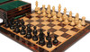 Queen's Gambit Chess Set - Ebonized & Natural Boxwood Pieces - Macassar & Bird's-Eye Maple Chess Board & Box - 3.75" King