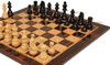 Queen's Gambit Chess Set - Ebonized & Natural Boxwood Pieces - Macassar & Bird's-Eye Maple Chess Board & Box - 3.75" King