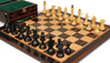Queen's Gambit Final Match Chess Set - Ebonized & Natural Boxwood Pieces - Macassar & Bird's-Eye Maple Chess Board & Box - 4" King