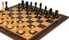 Queen's Gambit Final Match Chess Set - Ebonized & Natural Boxwood Pieces - Macassar & Bird's-Eye Maple Chess Board & Box - 4" King