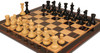 Cambridge Springs Antique Reprodruction Chess Set - Ebonized & Natural Boxwood Pieces - Macassar & Bird's-Eye Maple Chess Board - 4" King