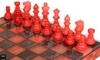 Scali Alabaster Chess Set with Storage Tray - Black & Red - 15"