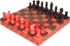 Scali Alabaster Chess Set with Storage Tray - Black & Red - 15"