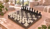 Scali Alabaster Chess Set with Storage Tray - Black & White - 15"
