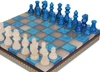Scali Alabaster Chess Set with Storage Tray - Blue & White - 15"