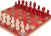 Scali Alabaster Chess Set with Storage Tray - Red & White - 15"