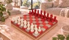 Scali Alabaster Chess Set with Storage Tray - Red & White - 15"