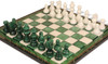 Scali Alabaster Chess Set with Deluxe Frame - Green & White - 15"