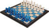 Scali Alabaster Chess Set with Deluxe Frame - Blue & White - 15"