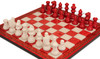 Scali Alabaster Chess Set with Deluxe Frame - Red & White - 15"