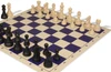 Deluxe Old Club Plastic Chess Set - Black & Ivory Pieces with Vinyl Rollup Board - Blue