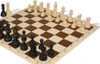 Deluxe Old Club Plastic Chess Set - Black & Ivory Pieces with Vinyl Rollup Board - Brown