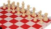 Deluxe Old Club Plastic Chess Set - Black & Ivory Pieces with Vinyl Rollup Board - Red