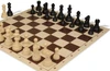 Deluxe Old Club Triple-Weighted Plastic Chess Set - Black & Ivory Pieces with Vinyl Rollup Board - Brown