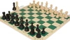 Deluxe Old Club Triple-Weighted Plastic Chess Set - Black & Ivory Pieces with Vinyl Rollup Board - Green