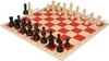 Deluxe Old Club Triple-Weighted Plastic Chess Set - Black & Ivory Pieces with Vinyl Rollup Board - Red