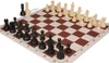 Deluxe Old Club Plastic Chess Set - Black & Ivory Pieces with Floppy Chess Board - Brown
